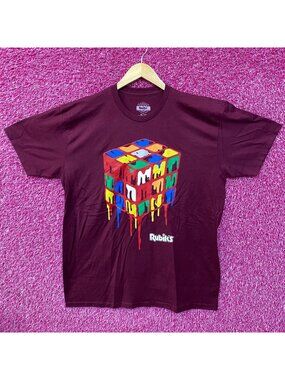 Rubiks Cube Melting Vintage Style Graphic Design T-Shirt XL